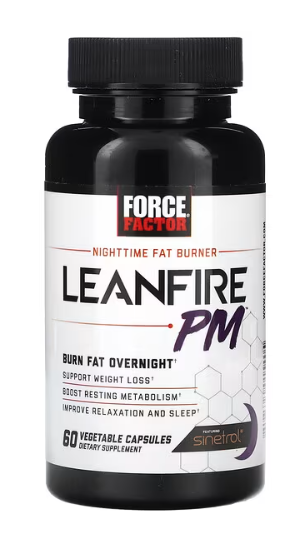 Force Factor, LeanFire® PM, 야간 지방 버너, 식물성 캡슐 60정