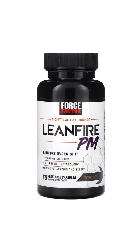 Force Factor, LeanFire® PM, 야간 지방 버너, 식물성 캡슐 60정
