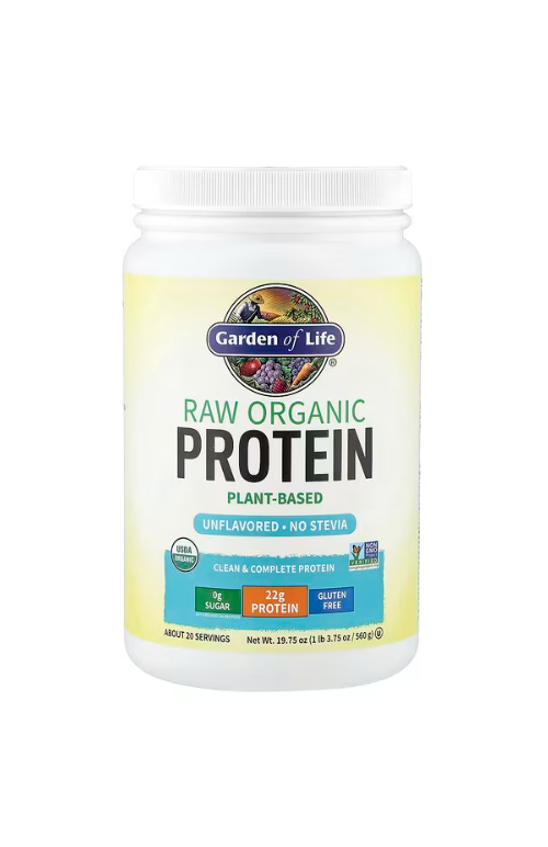 Garden of Life, 무가공 유기농 단백질, 무맛, 1 lb 3.75 oz (560 g)