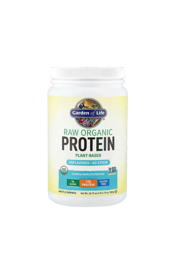 Garden of Life, 무가공 유기농 단백질, 무맛, 1 lb 3.75 oz (560 g)