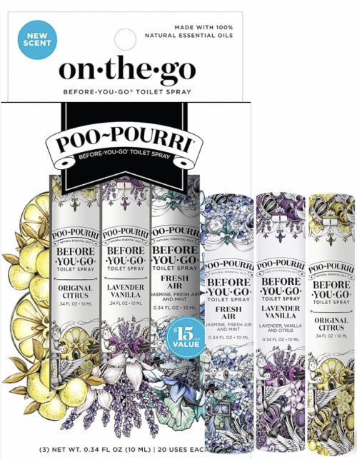 Poo-Pourri, 휴대용Before-You-Go® 변기 스프레이, 합리적인 가격 세트, 3회 분사, 각 10ml(0.34fl oz)